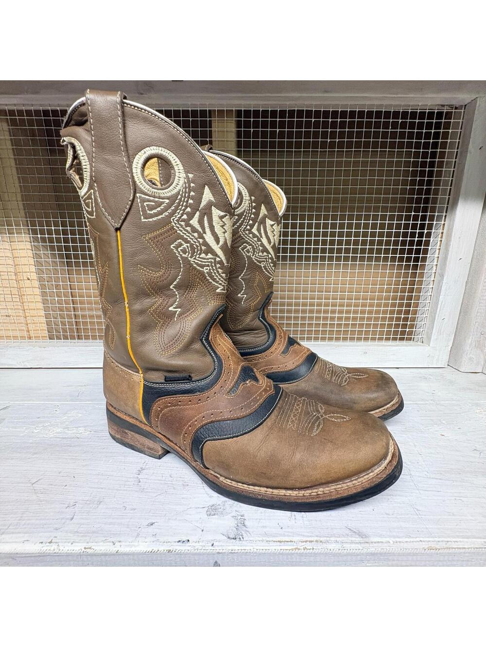 Rocha Cowboy Boots Brown Leather Men's 9.5 Made in Mexico